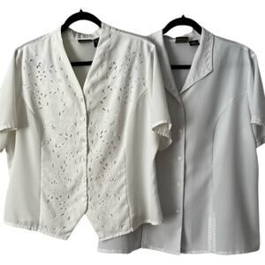 BUNDLE OF TWO Laura Scott Button Down Blouses White and Off White Womens SizeXL